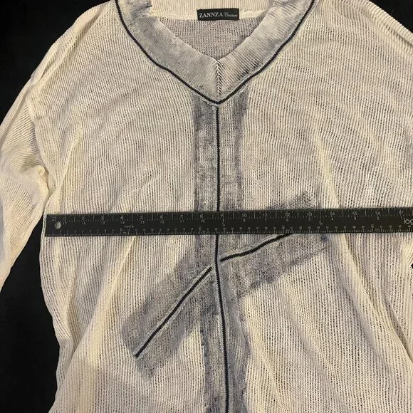 ZANZZA Sheer Distressed Knit Top – No Tag Est L - Picture 7 of 11